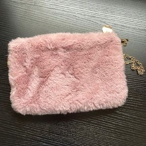 Fuzzy pink crossbody bag